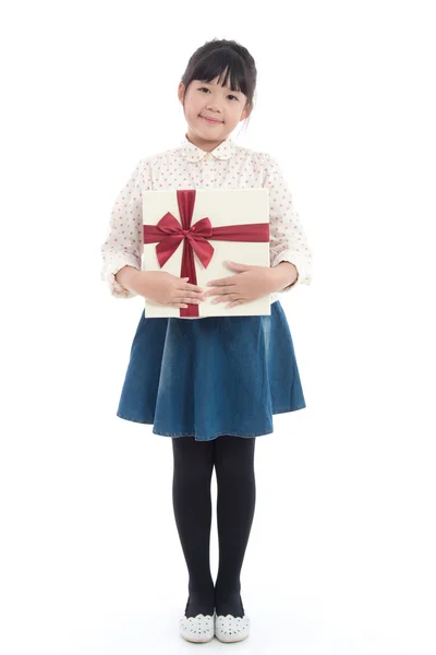 Asijská dívka s mnoha dárkové krabice — Stock fotografie