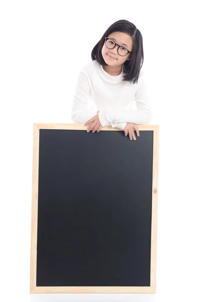 Asiatique fille avec tableau noir — Photo