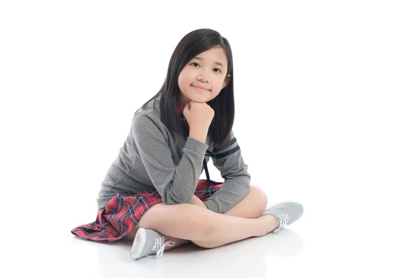Gyönyörű Ázsiai Lány Elszigetelt Fehér Background — Stock Fotó
