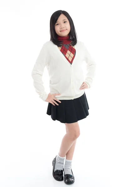 Retrato Hermosa Chica Asiática Sobre Fondo Blanco Aislado — Foto de Stock
