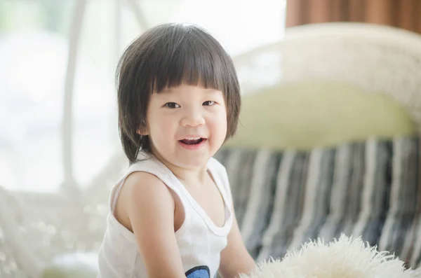 Closeup Fotografie Roztomilé Asijské Dítě Výrazu — Stock fotografie