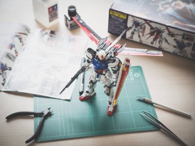 Bangkok, Tayland - Şubat 22, 2018: Plastik model Gat-X105 Aile Strike Gundam Ver.Rm Master dereceli ölçek 1: 100