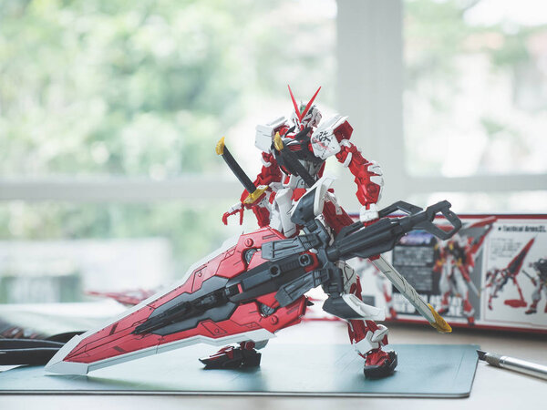 BANGKOK, THAILAND - March 24, 2018: Plastic model of Gundam Astray Red Frame Kai Master grade scale 1:100