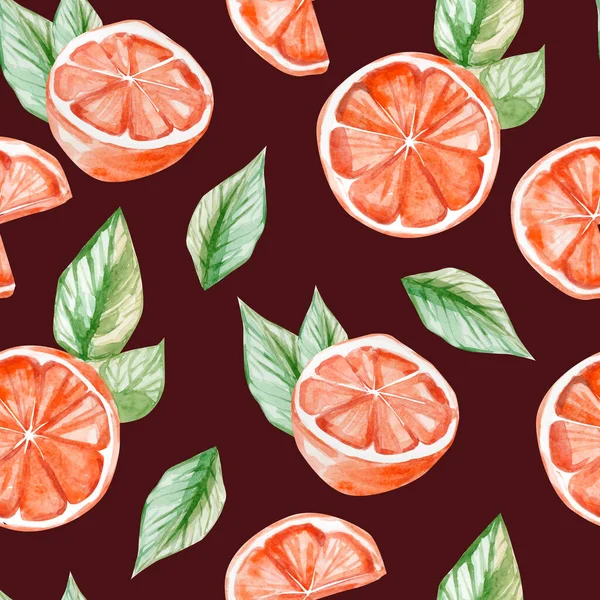 Akvarell Gyümölcs Minta Grapefruit Nyári Nyomtatás Textil Szövet Tapéta Poszter — Stock Fotó