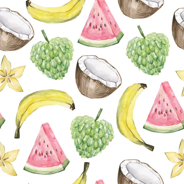 Suluboya yaz meyve desenli nar, tekstil kumaşı ve duvar kağıdı için tropik yaz baskısı