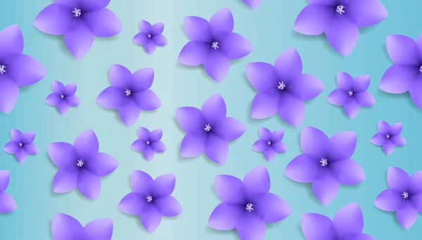 Patrón Vector Realista Con Flores Azules — Vector de stock