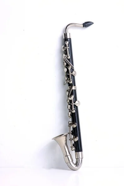 Clarinetto Basso Isolato Sfondo Bianco Immagine Contiene Spazio Copia — Foto Stock