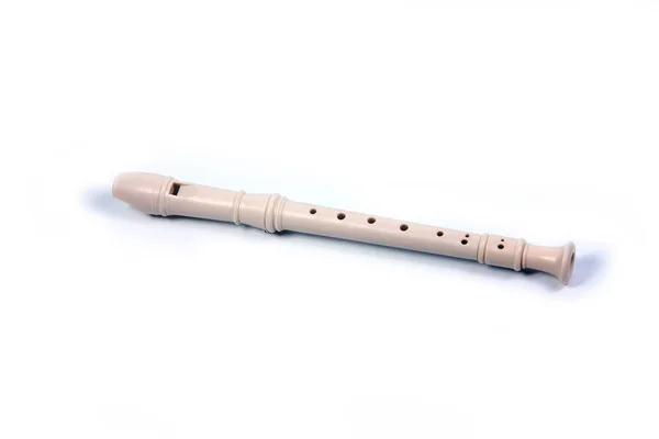 Flauta Gravador Isolado Fundo Branco Flat Lay Imagem Horizontal Imagem — Fotografia de Stock