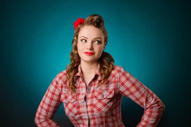 Retro vintage oldukça pinup kız 50 's stil