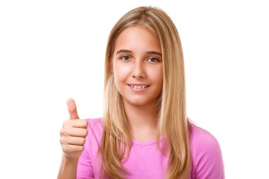 Onun parmak işaret çekici kızı. İzole