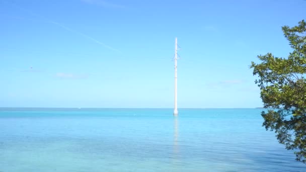 Líneas Eléctricas Sobre Agua Largo Carretera Panorámica Ultramar Florida Key — Vídeo de stock