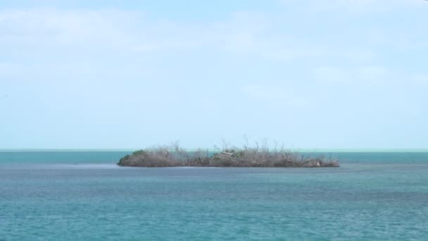 Meerblick Mit Kleiner Insel Und Blauem Himmel — Stockvideo