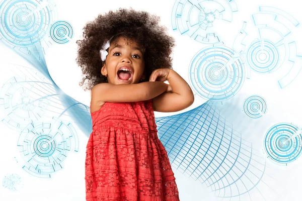 Детство Люди Концептуально Веселый Счастливый Африканский Американская Маленькая Девочка Фоне — стоковое фото