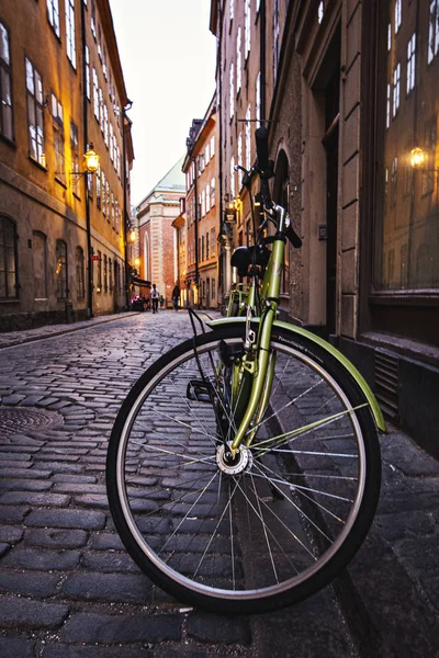 Stockholm Sweden July 2019 Picture Bicycle Wheel Street Old Town — ストック写真