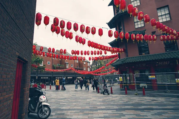 Лондон Великобритания Октябрь 2019 Улица Лондона Чайнатаун Украшенный Китайскими Фонарями — стоковое фото