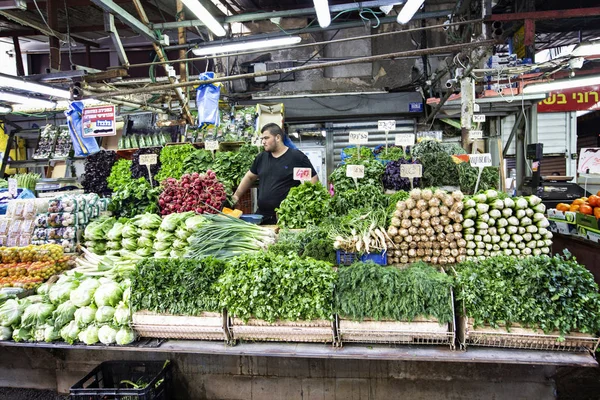 Tel Aviv Israel Grudzień 2019 Stoisko Owocami Warzywami Rynku Karmel — Zdjęcie stockowe