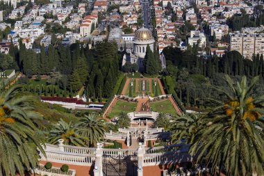 İsrail, Hayfa 'daki Bahai Bahçeleri manzarası