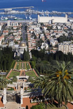 İsrail, Hayfa 'daki Bahai Bahçeleri manzarası