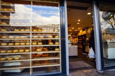 AMSTERDAM, NETHERLANDS - December 2019: Traditional Dutch confectionery shop in Amsterdam downtown, Netherlands