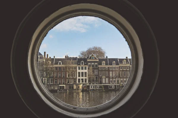 Амстердам Нидерланды Декабрь 2019 Года Вид Амстердам Круглого Окна Плавучего — стоковое фото
