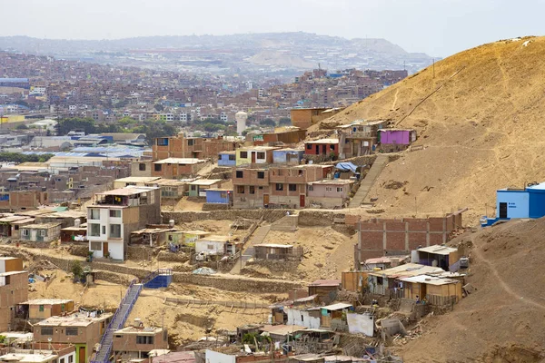 Lima Peru Dezembro 2019 Vista Aérea Dos Bairros Pobres Lima — Fotografia de Stock