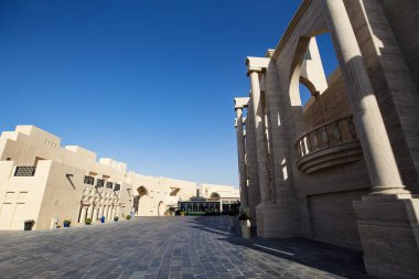 DOHA, Katar - Şubat 2020: Katara Kültür Köyü Mimarlık Detayları, Doha, Katar