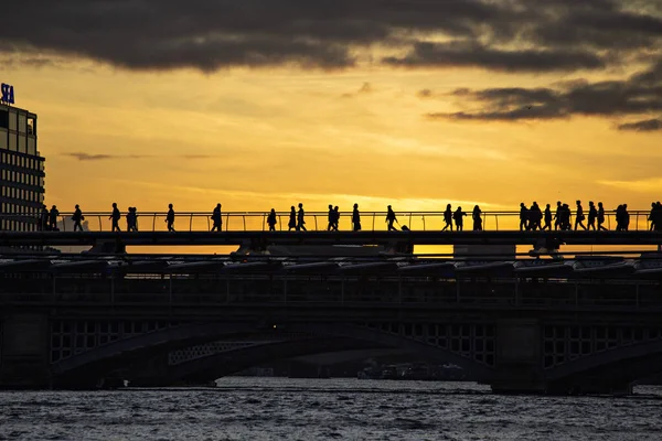 Millennium Bridge Vue Coucher Soleil Londres — Photo