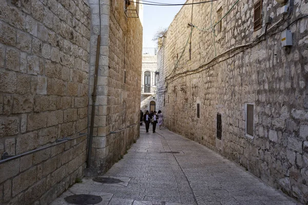 Jerusalem Israel Noviembre 2019 Calle Estrecha Del Casco Antiguo Jerusalén — Foto de Stock