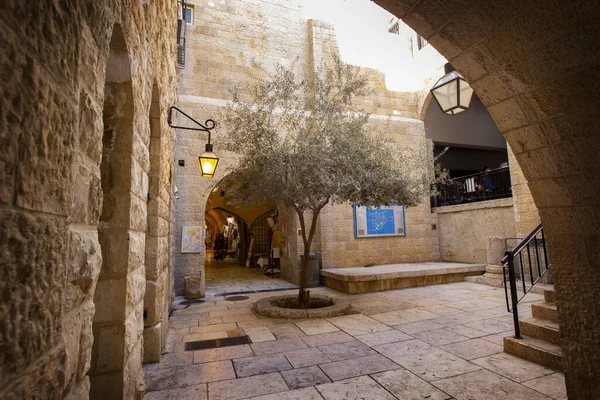 Jerusalem Israel Noviembre 2019 Calle Estrecha Del Casco Antiguo Jerusalén — Foto de Stock