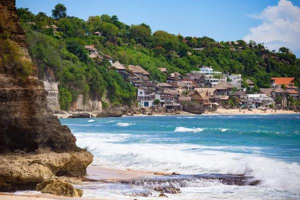 Belle Plage Ensoleillée Dreamland Avec Villas Maisons Plage Long Côte — Photo