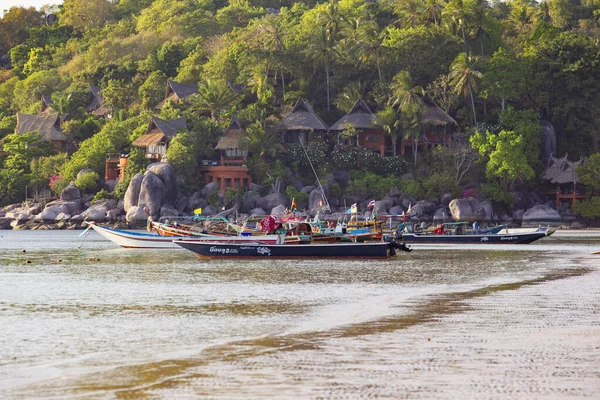 Koh Tao Thailand Březen 2019 Tropický Ráj Písečná Pláž Čluny — Stock fotografie