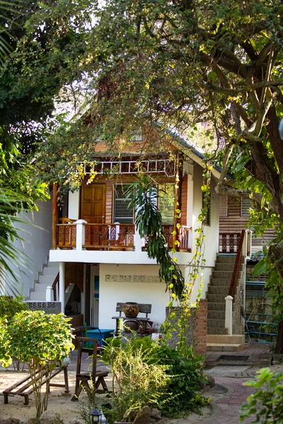 Villa Tradicional Bungalow Casa Alquiler Jardín Tropical Isla Koh Tao — Foto de Stock