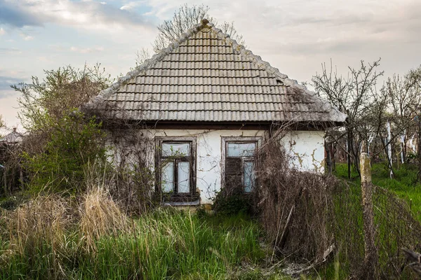Close view of old abandoned country house