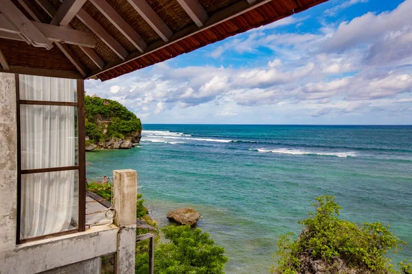 Bali Indonesia Marzo 2020 Vista Mare Dal Balcone Della Hall — Foto Stock