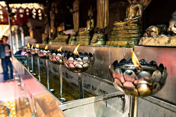 Traditionelle Kerzen Buddhistischen Tempel Thailand — Stockfoto