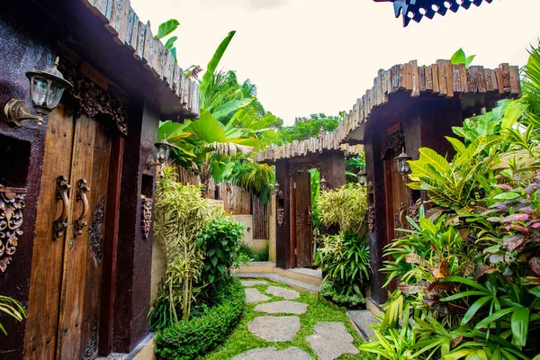 Bali Indonesien Februar 2020 Eingang Zur Bali Villa Schöne Ferienanlage — Stockfoto