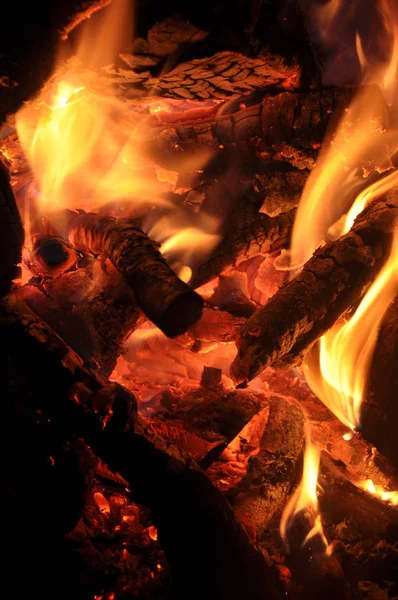 Burning fire wood