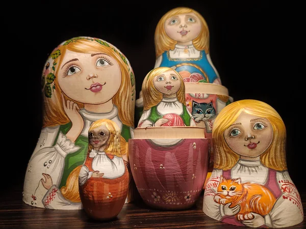 Bambola Matrioska Bambola Russa Bambola Nidificazione Russa Bambole Accatastamento Bambole — Foto Stock