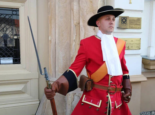 Timisoara, Rumania-04.08.2019 Cambio de guardia en Union Square: representación teatral de un acontecimiento histórico en la historia de la ciudad —  Fotos de Stock