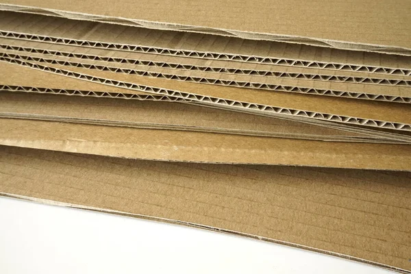 Sheets Brown Corrugated Cardboard Stacked Packaging Material — Stock Photo, Image