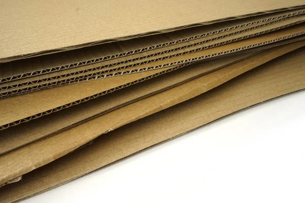 Sheets Brown Corrugated Cardboard Stacked Packaging Material — Stock Photo, Image