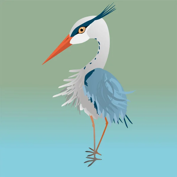 Een Vector Illustratie Van Een Schattige Blauwe Reiger — Stockvector