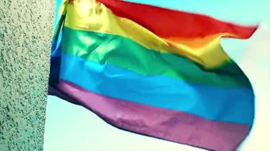 Tel Aviv İsrail 'de Lgbt halk bayrağı dalgalanıyor.