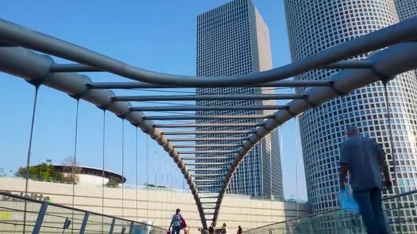 Vista Del Timelapse Desde Puente Hasta Centro Azrieli Tel Aviv — Vídeo de stock