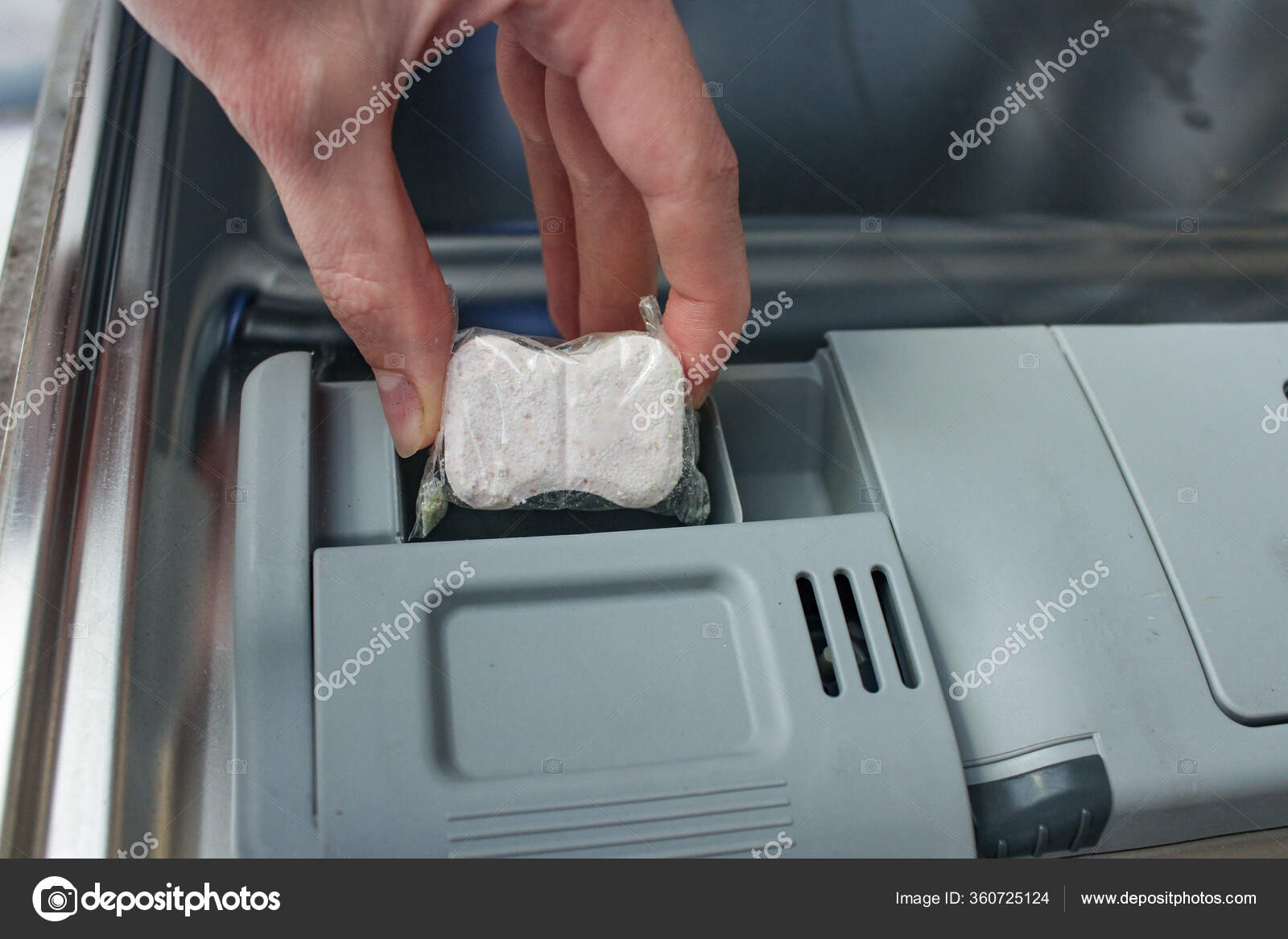 Man Puts Washing Capsule Dishwasher Stock Photo by ©cheb.urashka 360725124