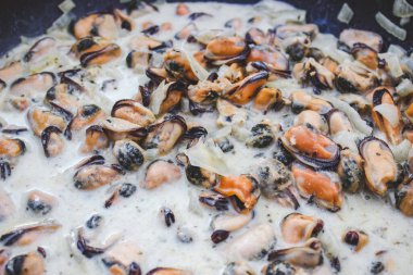 Krema soslu ana yemek midyesi 