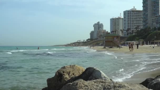 Bat Yam Israel Coronavirus Tan Sonra Srail Deniz Kıyısı — Stok video