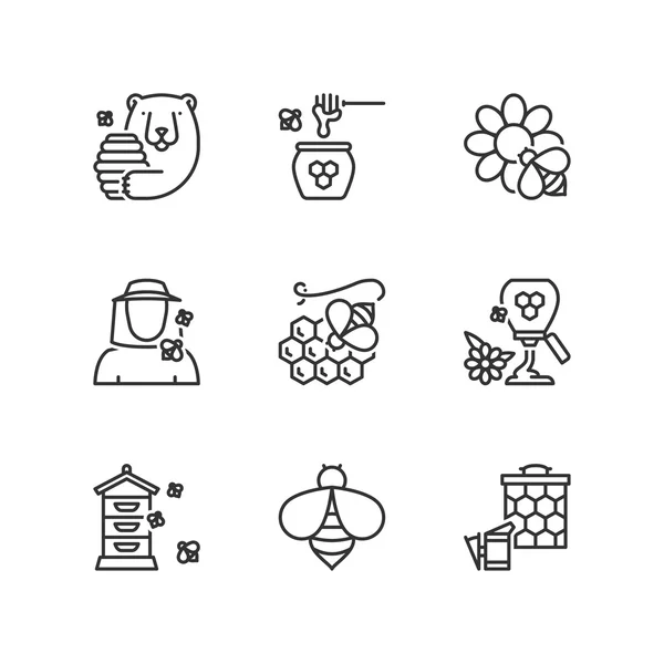 Line icons. Honey. Flat symbols — Stock Vector