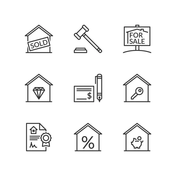 Line icons. Real estate for sale. Flat symbols — Stock Vector