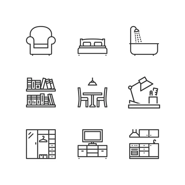 Iconos de línea. A casa. Símbolos planos — Archivo Imágenes Vectoriales